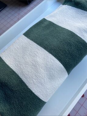 Zara Green and White Striped Beach Towel